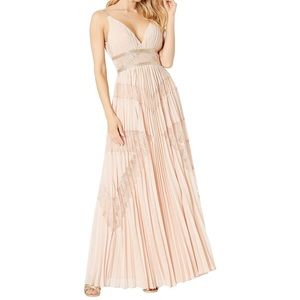 BCBG lace pleated gown
